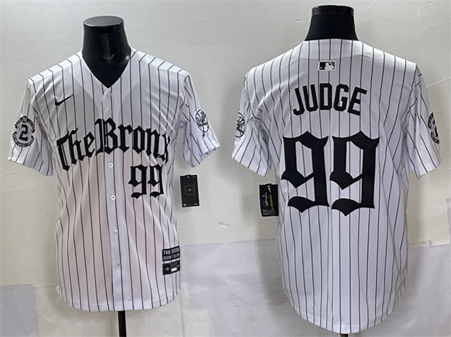 Men's White New York Yankees #99 Aaron Judge Pinstripe 'Gothic Legacy Edition' Vapor Premier Limited Stitched Baseball Jersey